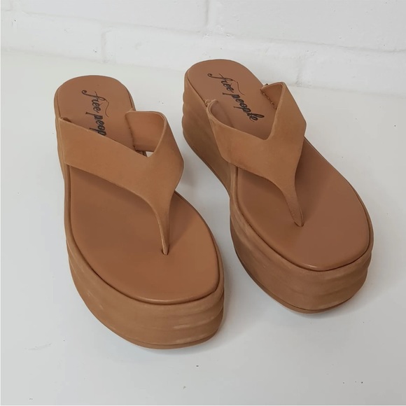 Free People Tan Thong Flatform Sandals UK 8 EU 41 Haven Platform Chunky BN - Picture 4 of 12